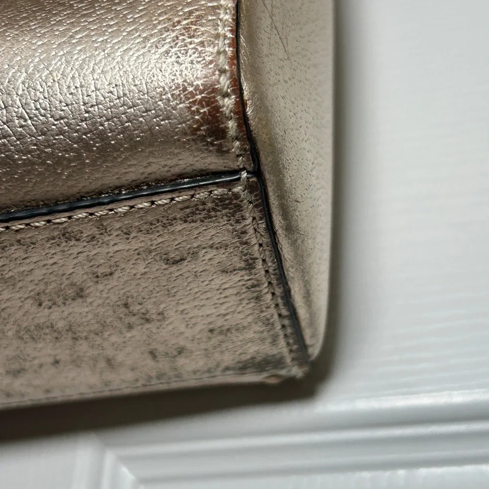 Kate Spade Wellesley Quinn Metallic Gold Leather Tote Shoulder Bag‎ Purse